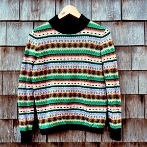 J Crew‎ mock neck Fair Isle sweater